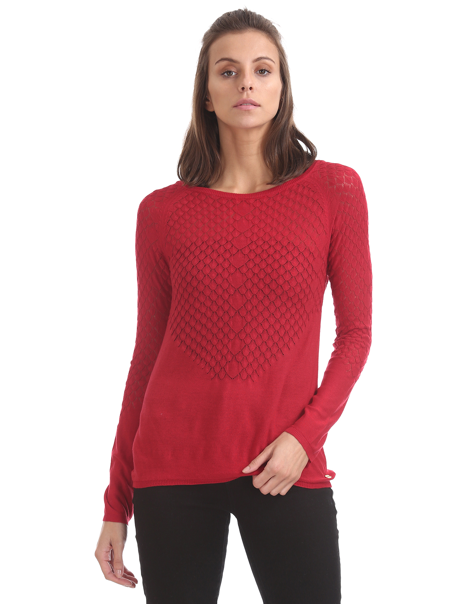 U.S. Polo Assn. Women Casual Wear Self Design Top